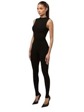 NWOT naked wardrobe Black Sleeveless Sculpt Jumpsuit- S